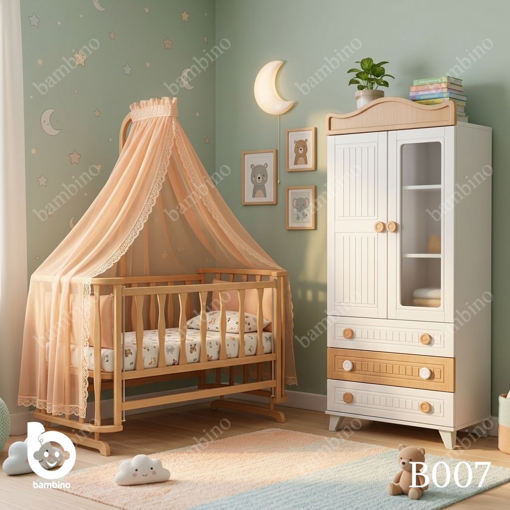 سرویس کمد و گهواره نوزادی بامبینو مدل B007 — تصویر ۲